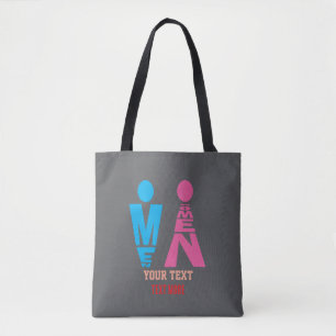 Bolsa Tote Homens e Mulheres Ícone de Tipografia – Rosa em Ne
