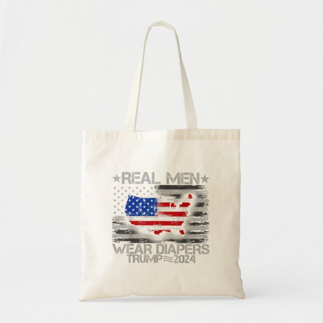 Bolsa Tote Homens Reais Vestem Fraldas Trump 2024 (Frente)
