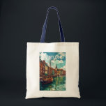 Bolsa Tote Honfleur France Viagem Art Vintage<br><div class="desc">Design de viagem de vetor retrô honfleur. Honfleur é uma cidade do departamento de Calvados,  na região Normandia da França norte. É no estuário onde o rio Sena encontra o Canal da Mancha.</div>