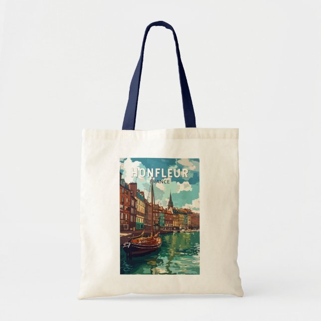 Bolsa Tote Honfleur France Viagem Art Vintage (Frente)