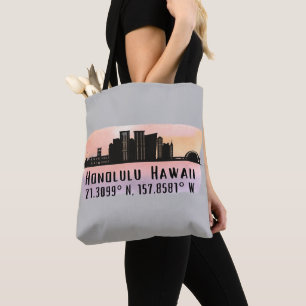 Bolsa Tote Honolulu Skyline Latitude e Longitude
