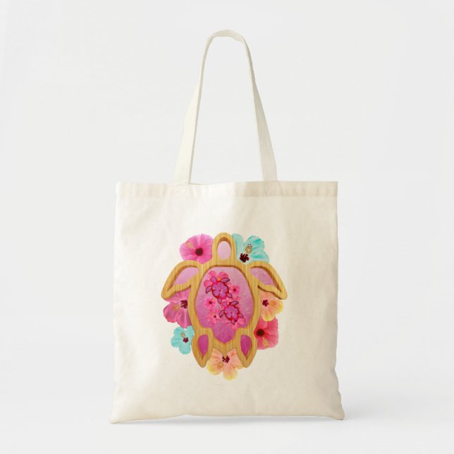 Bolsa Tote Honu cor-de-rosa havaiano (Frente)
