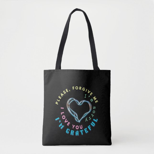 Bolsa Tote Ho'oponopono Healing Mantra - Azul Claro Espiritua (Frente)