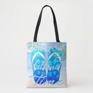 Bolsa Tote Hora da Ilha Azul do Oceano