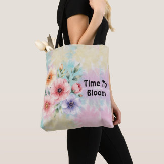 Bolsa Tote Hora de Flores Desbotadas Tie Dye