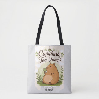 Bolsa Tote Hora do Chá do Capivara | Capivara Fofa Bebendo Ch