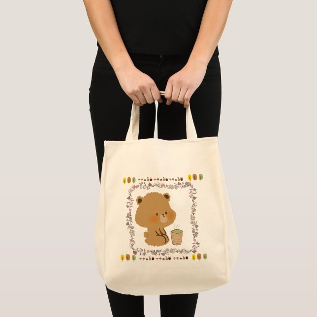 Bolsa Tote Hora do chá do Urso Pequeno (Frente (produto))