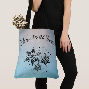 Bolsa Tote Horário de Natal Flocos de Neve Flocos de Neve