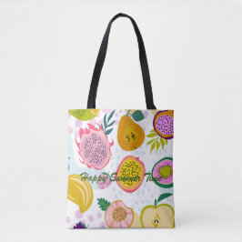 Bolsa Tote Horário de verão feliz padrão de fruta colorido br