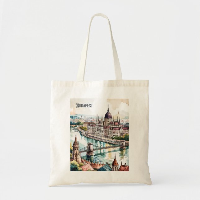 Bolsa Tote Horizonte de Budapeste Hungria Parlamento Rio Danú (Frente)