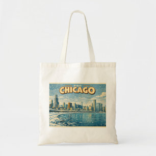 Bolsa Tote Horizonte de Chicago e Lago Michigan no inverno