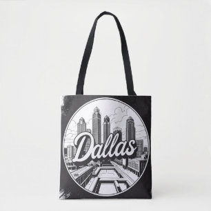 Bolsa Tote Horizonte de Dallas Texas Preto e Branco