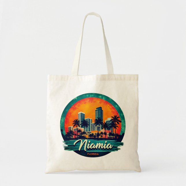 Bolsa Tote Horizonte de Miami City Flórida (Frente)