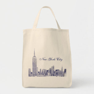 Bolsa Tote Horizonte de NYC Gravado 01 Azul