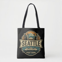 Horizonte de Seattle Washington EUA Emblema Retro