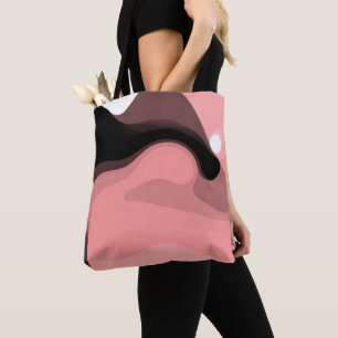 Bolsa Tote Horizonte Sunset: Abstrato cor-de-rosa, preto e br