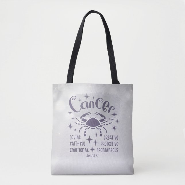 Bolsa Tote Horóscopo Zodiac do Cancer Moderno Personalizado (Frente)