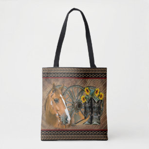 Bolsa Tote Horse Cowboy Hat Lasso Fogueiros Ocidentais