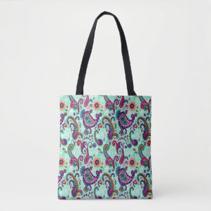 Bolsa Tote Hortelã bonito Paisley