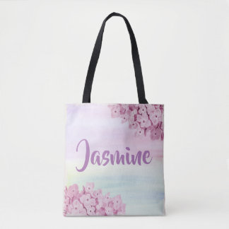Bolsa Tote Hortênsia Aquarela Rosa Pastel Bonito