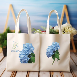 Bolsa Tote Hortênsias Azuis Casamento Monogramado