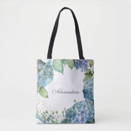 Bolsa Tote Hortênsias Azuis Personalizadas 