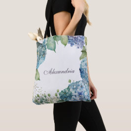 Bolsa Tote Hortênsias Azuis Personalizadas