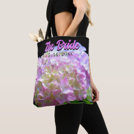 Bolsa Tote hortênsias flores rosa pastel amarelo roxo Noiva