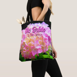 Bolsa Tote Hortênsias laranja roxo rosa elegante a Noiva