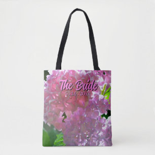 Bolsa Tote Hortênsias Rosa Radiantes, flores de noiva rosa