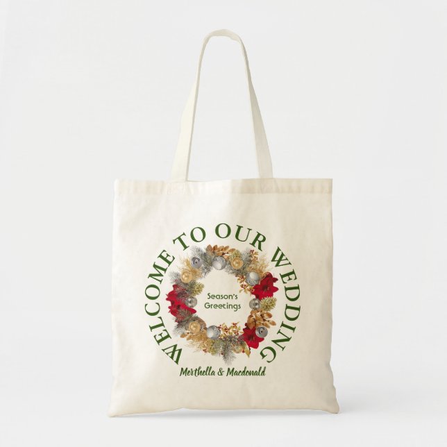 Bolsa Tote Hospitalidade de Natal Bem-vindo ao nosso Casament (Frente)
