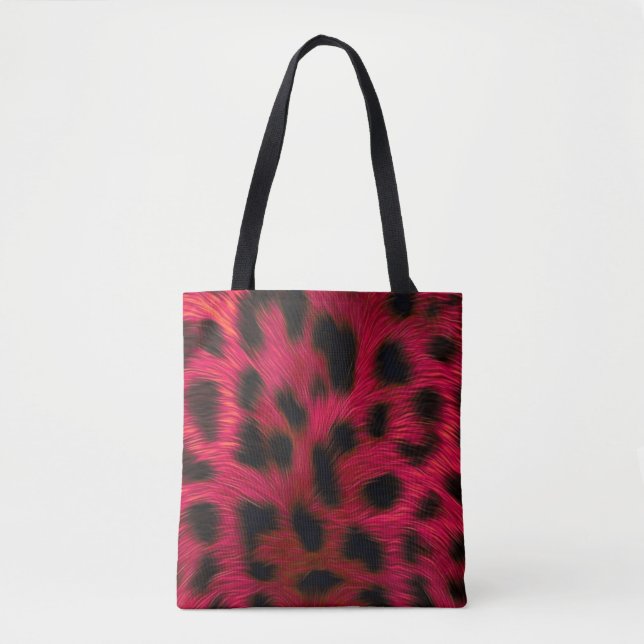 Bolsa Tote Hot Pink Leopard Print Faux  (Frente)