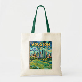 Bolsa Tote Houston Skyline Colorful Van Gogh Cityscape