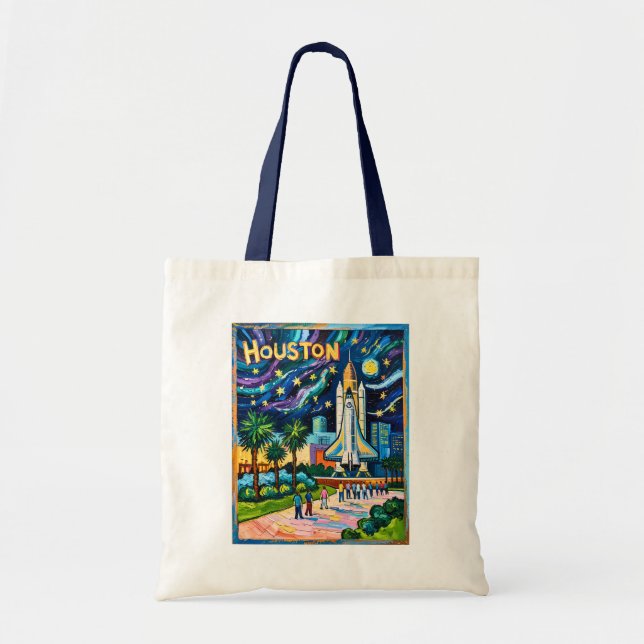Bolsa Tote Houston Skyline Space Center Rocket Van Gogh Kids (Frente)