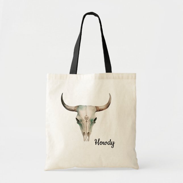 Bolsa Tote Howdy Cowboy Bullhorns (Frente)