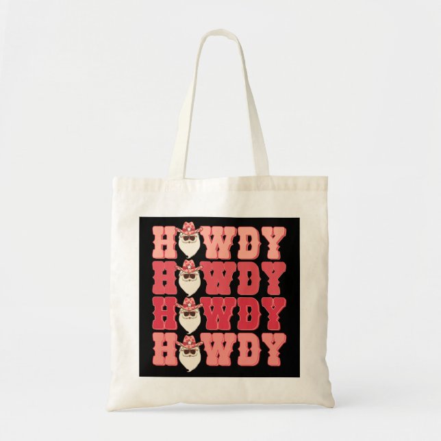Bolsa Tote Howdy Howdy Papais noeis Feliz Natal Cowboy (Frente)