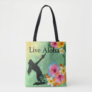 Bolsa Tote Hula Dancer Vive Flores Tropicais De Aloha
