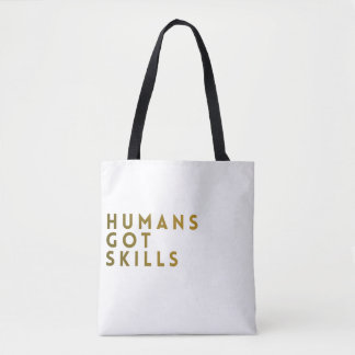 Bolsa Tote Humanos Branco/Ouro Têm Habilidades