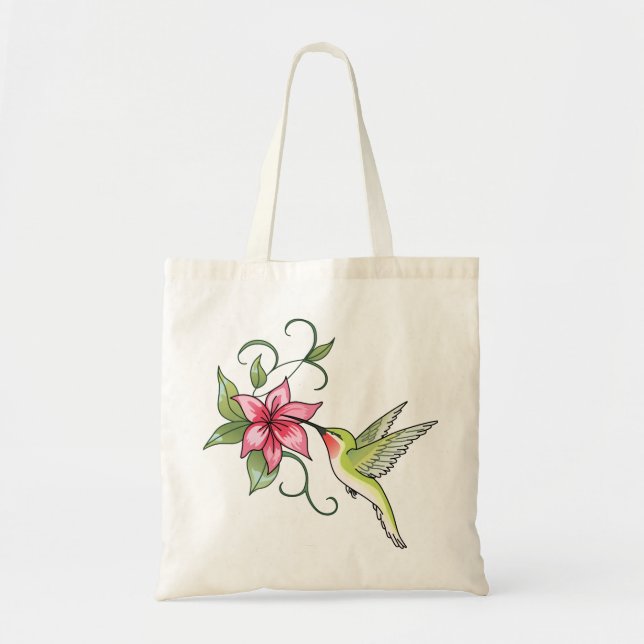 Bolsa Tote Hummingbird e Flor (Frente)