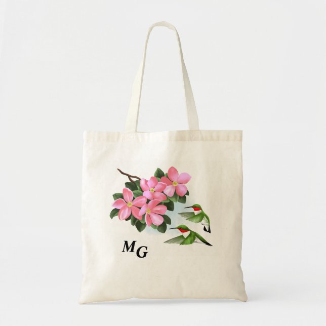 Bolsa Tote Hummingbird e Tote Bag de Flor Monogramadas (Frente)