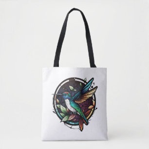 Bolsa Tote Hummingbird Pássaro Retrato Animal Vidro Estido