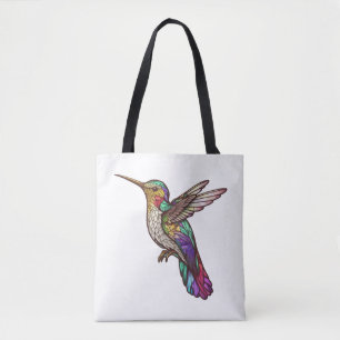 Bolsa Tote Hummingbird Pássaro Retrato Animal Vidro Estido