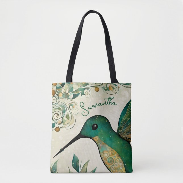 Bolsa Tote Hummingbird Verde Personalizado (Frente)