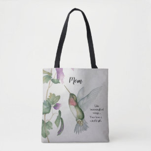 Bolsa Tote Hummingbird Wings Joyful Gift Watercolor Mãe Bols