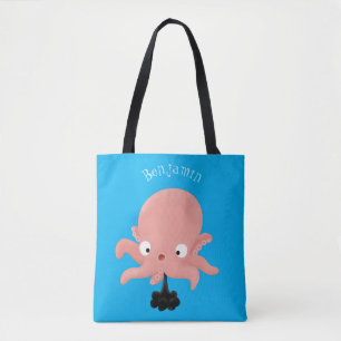 Bolsa Tote Humor animado de polvo de bebê rosa e bonito