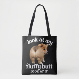 Bolsa Tote Humor de Bunda de Corgi Engraçado - Olhe Minha Bun