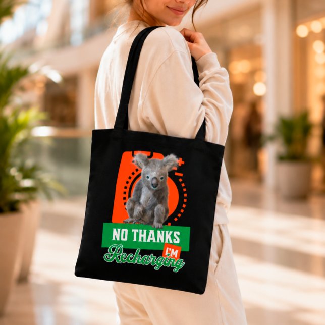 Bolsa Tote Humor de Koala Carregando Introvertido (Criador carregado)