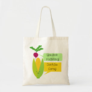 Bolsa Tote Humor engraçado do vegetal do rabanete e do milho