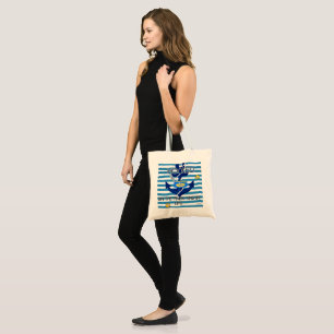 Bolsa Tote Humor estético dos pescadores de pasta azul