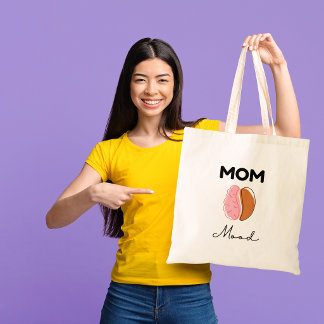 Bolsa Tote Humor Mãe Café Cérebro Design Minimalista